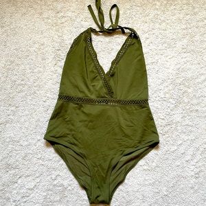 Size 12 H&M V Neck Olive Green One Piece
